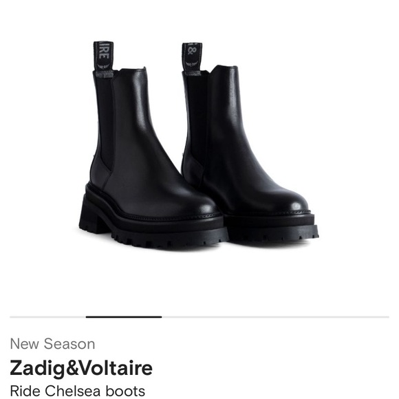 NWT Zadig and & Voltaire Ride Leather Chelsea platform Boots silver wings charm - Picture 5 of 16